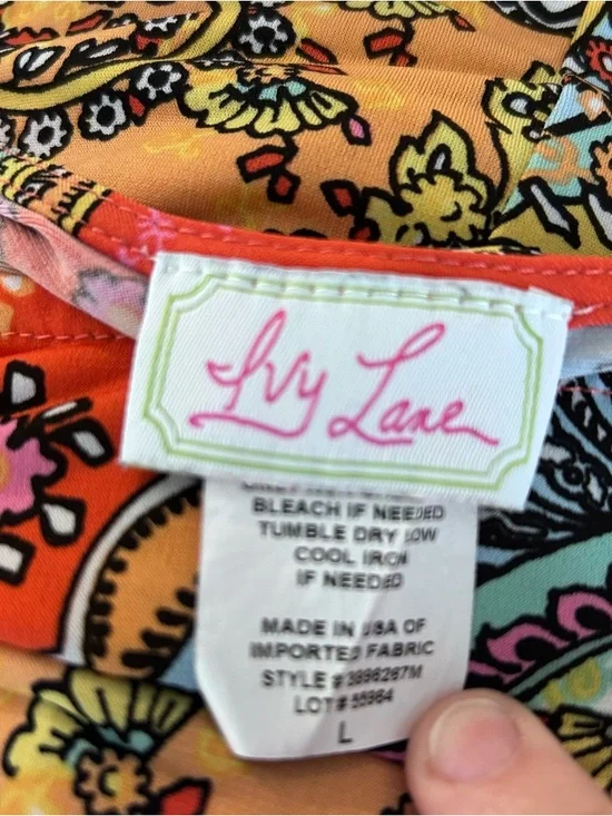 Ivy Lane EUC Size Large Paisley Knee Length Dress Bohemian Bottom Ruffle Midi - Picture 6 of 7